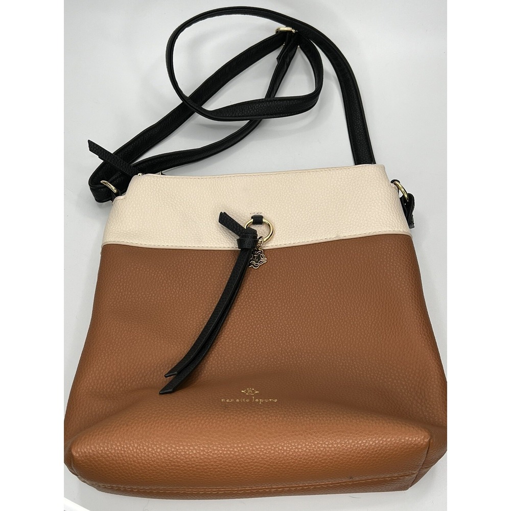 nanette lepore Crossbody Purse beige and tan  EUC